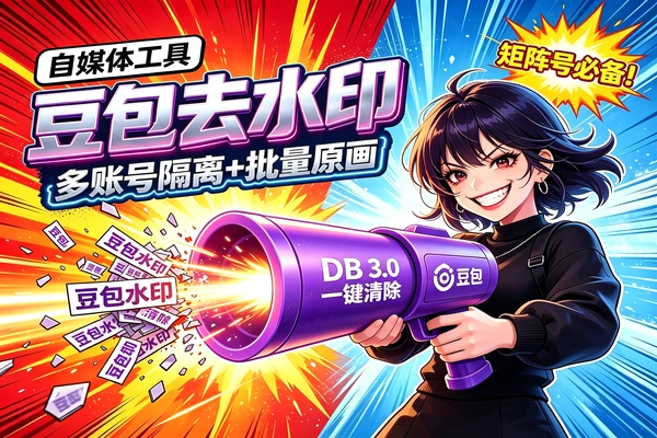 自媒体工具:豆包去水印工具,多账号隔离+批量导出原画